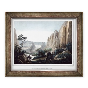 Tablou inramat - Louis Dupre - Les meteores de Thessalie et le Depinde peisaj de stanci. in Calatorie la Atena si Constantinopol, 70 x 85 cm