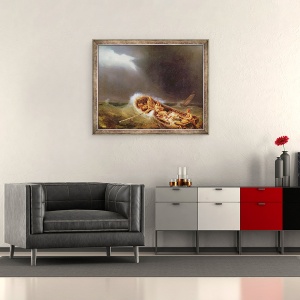 Tablou inramat - Louis Eugene Gabriel Isabey - Barci din Dieppe care se intorc de la pescuit, 70 x 85 cm - Img 2