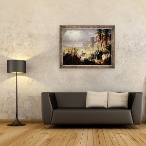 Tablou inramat - Louis Felix Leullier - Intrarea lui Hristos in Ierusalim, 60 x 80 cm - Img 2