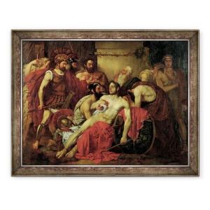 Tablou inramat - Louis Gallait - Moartea lui Epaminondas c.418-362 i.Hr., 70 x 90 cm