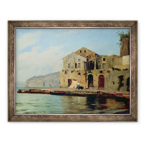 Tablou inramat - Louis Gurlitt - Casa pe plaja la Sorrento, 70 x 90 cm