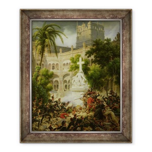 Tablou inramat - Louis Lejeune - Atac asupra Manastirii San Engracio din Zaragoza, 8 februarie 1809, 50 x 60 cm
