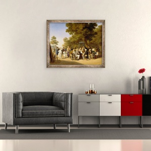 Tablou inramat - Louis Leopold Boilly - Politicienii din Gradinile Tuileries, 50 x 60 cm - Img 2