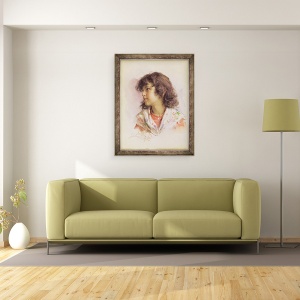 Tablou inramat - Ludwig Passini - Capul unei fete, 60 x 80 cm - Img 2