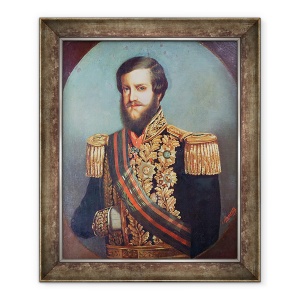 Tablou inramat - Luis de Miranda Pereira Visconde de Menezes - Pedro al II-lea 1825-91 imparatul Braziliei, 70 x 85 cm