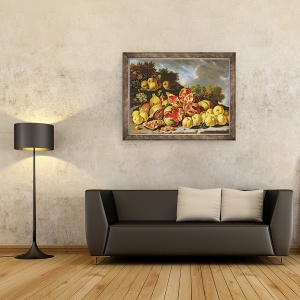 Tablou inramat - Luis Egidio Melendez - Natura moarta cu rodii, mere, 70 x 90 cm - Img 2
