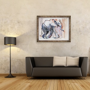 Tablou inramat - Mark Adlington - Copil elefant, 70 x 90 cm - Img 2