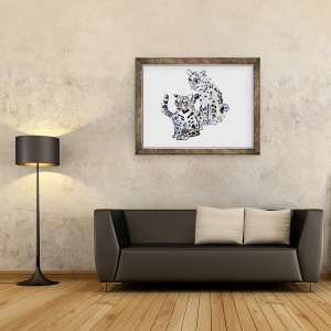 Tablou inramat - Mark Adlington - Mama si Fiul Leoparzii arabi, 60 x 80 cm - Img 2