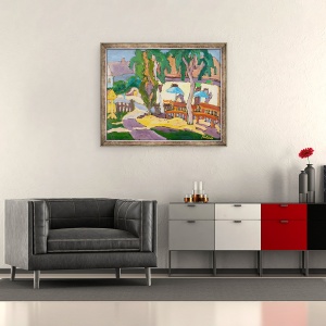Tablou inramat - Marta Martonfi-Benke - Frontul taverna, 50 x 60 cm - Img 2