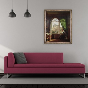 Tablou inramat - Martin Drolling - Vedere la Biserica Saint-Eustache dintr-o casa de pe Rue Platriere sau, Interiorul artistului, 70 x 85 cm - Img 2