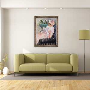 Tablou inramat - Mary Stevenson Cassatt - Ceasca de ceai, 70 x 90 cm - Img 2