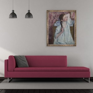 Tablou inramat - Mary Stevenson Cassatt - Fata Aranjarea Parul ei, 50 x 60 cm - Img 2