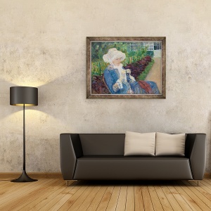 Tablou inramat - Mary Stevenson Cassatt - Lydia crosetat in gradina la Marly, 60 x 80 cm - Img 2