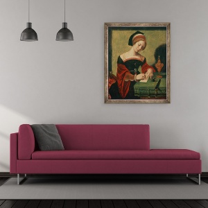 Tablou inramat - Master of the Female Half Lengths - Portret De O Doamna Ca Magdalen, 50 x 60 cm - Img 2
