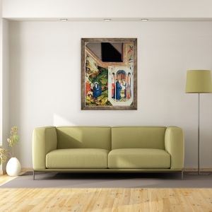 Tablou inramat - Melchior Broederlam - Altar al Chartreuse de Champmol, partea dreapta reprezentand Prezentarea in Templu si Zborul in Egipt, 60 x 80 cm - Img 2