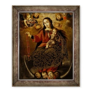 Tablou inramat - Melchor Pérez de Holguín - Fecioara Rozariului, 50 x 60 cm