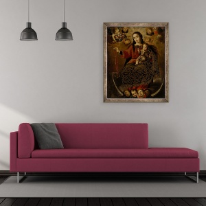 Tablou inramat - Melchor Pérez de Holguín - Fecioara Rozariului, 50 x 60 cm - Img 2