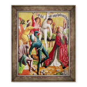 Tablou inramat - Michael Pacher - Stonarea cu pietre a Sfantului stefan, din Altarul Sfantului stefan, 50 x 60 cm