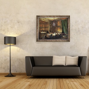 Tablou inramat - Michel Barthelemy Ollivier - Cina Printului de Conti 1717-76 in templu, 60 x 80 cm - Img 2