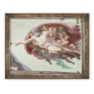 Tablou inramat - Michelangelo Buonarroti - Plafonul Capelei Sixtine, Crearea lui Adam, detaliu al lui Dumnezeu Tatal, 60 x 80 cm