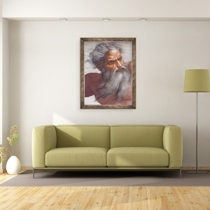 Tablou inramat - Michelangelo Buonarroti - Plafonul Capelei Sixtine, Crearea Soarelui si Lunii, 1508-12, 70 x 90 cm - Img 2