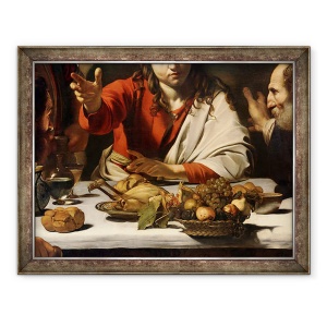 Tablou inramat - Michelangelo Merisi da Caravaggio - Cina de la Emmaus, detaliu V, 70 x 90 cm