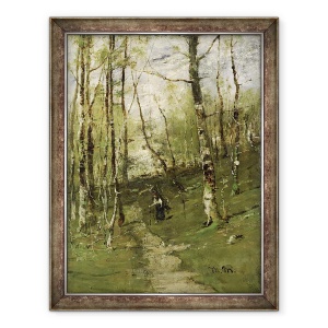 Tablou inramat - Mihaly Munkacsy - in padurea Barbizon in 1875, 70 x 90 cm