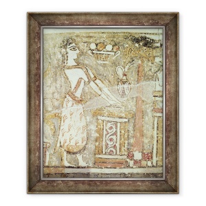 Tablou inramat - Minoan - Preoteasa la un altar, detaliu dintr-un sarcofag dintr-un mormant la Ayia Triada, Creta, perioada minoica tarzie, 70 x 85 cm