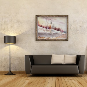 Tablou inramat - Neela Pushparaj - Apa statuie cu copaci, 60 x 80 cm - Img 2