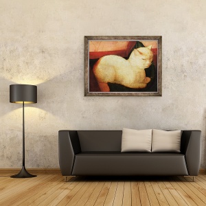Tablou inramat - Niccolo Frangipane - O pisica alba, 70 x 90 cm - Img 2