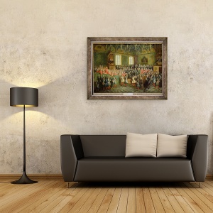 Tablou inramat - Nicolas Lancret - Pat de Justitie a avut loc in Parlament la majoritatea lui Ludovic al XV-lea 1710-74, 60 x 80 cm - Img 2
