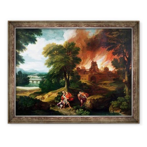 Tablou inramat - Nicolas Poussin - Arderea Troiei, 60 x 80 cm