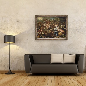 Tablou inramat - Nicolas Poussin - Batalia dintre israeliti si amoriti, 60 x 80 cm - Img 2