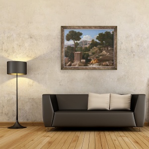 Tablou inramat - Nicolas Poussin - Peisaj cu Sfantul Ioan pe Patmos, 70 x 90 cm - Img 2