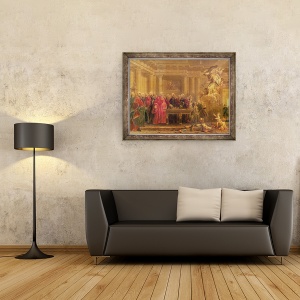 Tablou inramat - Noel Halle - Magistratii din Paris primesc vesti despre pace, 60 x 80 cm - Img 2