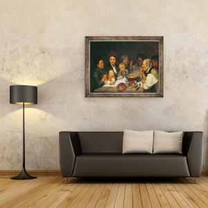 Tablou inramat - Otto Edmund Guenther - Muncitorii la o masa, Thueringen, 70 x 90 cm - Img 2