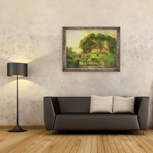 Tablou inramat - Otto Speckter - Mergand la biserica in Alt-Rahlstedt, 60 x 80 cm - Img 2