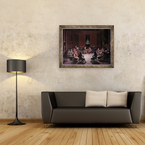 Tablou inramat - Paul Carl Leygebe - Colegiul de tutun al lui Frederick I in camera de aur a castelului Berliner, 60 x 80 cm - Img 2
