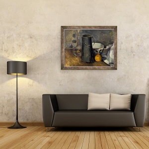 Tablou inramat - Paul Cezanne - Natura moarta cu carafa, Lapte Can, Bowl si Portocaliu, 60 x 80 cm - Img 2