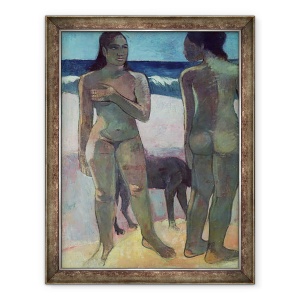 Tablou inramat - Paul Gauguin - Doua femei Tahitiene pe plaja, 70 x 90 cm