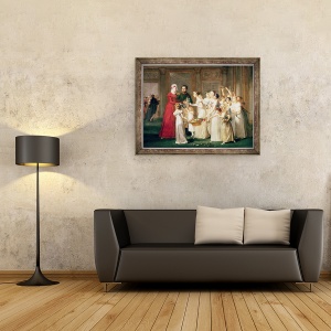 Tablou inramat - Pauline Auzou - Sosirea Marie-Louise de Habsbourg-Lorena 1791-1847 in Galeria Chateau de Compiegne, 60 x 80 cm - Img 2