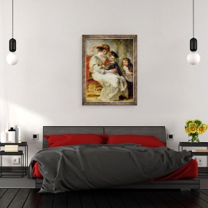 Tablou inramat - Peter Paul Rubens - Helene Fourment 1614-73 cu doi dintre copiii ei, Claire-Jeanne si Francois, 70 x 90 cm - Img 3