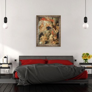 Tablou inramat - Peter Paul Rubens - Madonna intronata cu Pruncul, incercuita de sfinti, 70 x 90 cm - Img 3