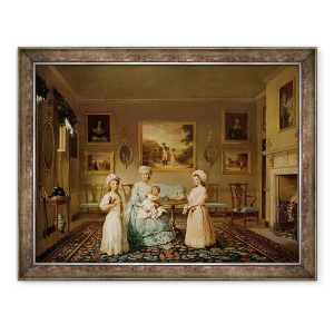Tablou inramat - Philip Reinagle - Doamna Congreve si copiii ei in salonul lor din Londra, 70 x 90 cm