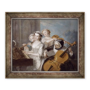 Tablou inramat - Philippe Mercier - Sentimentul auzului, 50 x 60 cm