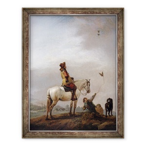 Tablou inramat - Philips Wouwermans - Gentleman pe un cal Vizionarea unui soimi, 60 x 80 cm
