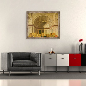 Tablou inramat - Piero della Francesca - The Brera Madonna - Conversatie sacra, Fecioara si Pruncul cu Sfantul Ioan Botezatorul, Sfantul Bernadirno de Sienna si Sfantul Jeremy, 50 x 60 cm - Img 2