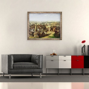 Tablou inramat - Pierre Antoine Augustin Vafflard - Armata franceza tragand in jos coloana Rosbach, 18 octombrie 1806, 50 x 60 cm - Img 2