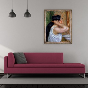 Tablou inramat - Pierre Auguste Renoir - Fata pieptanare parul, 50 x 60 cm - Img 2