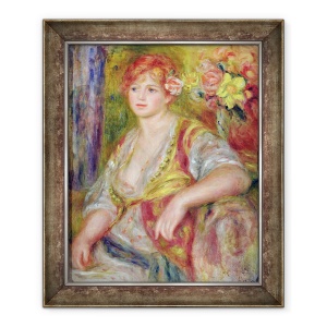 Tablou inramat - Pierre Auguste Renoir - Femeie blonda cu un trandafir, 70 x 85 cm